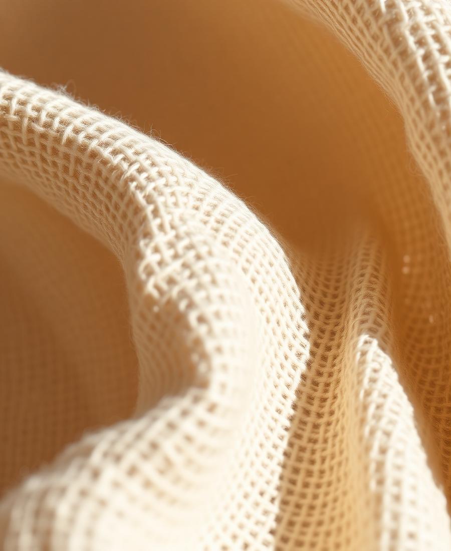 Macro d'un tissage de lin écru en lumière rasante
