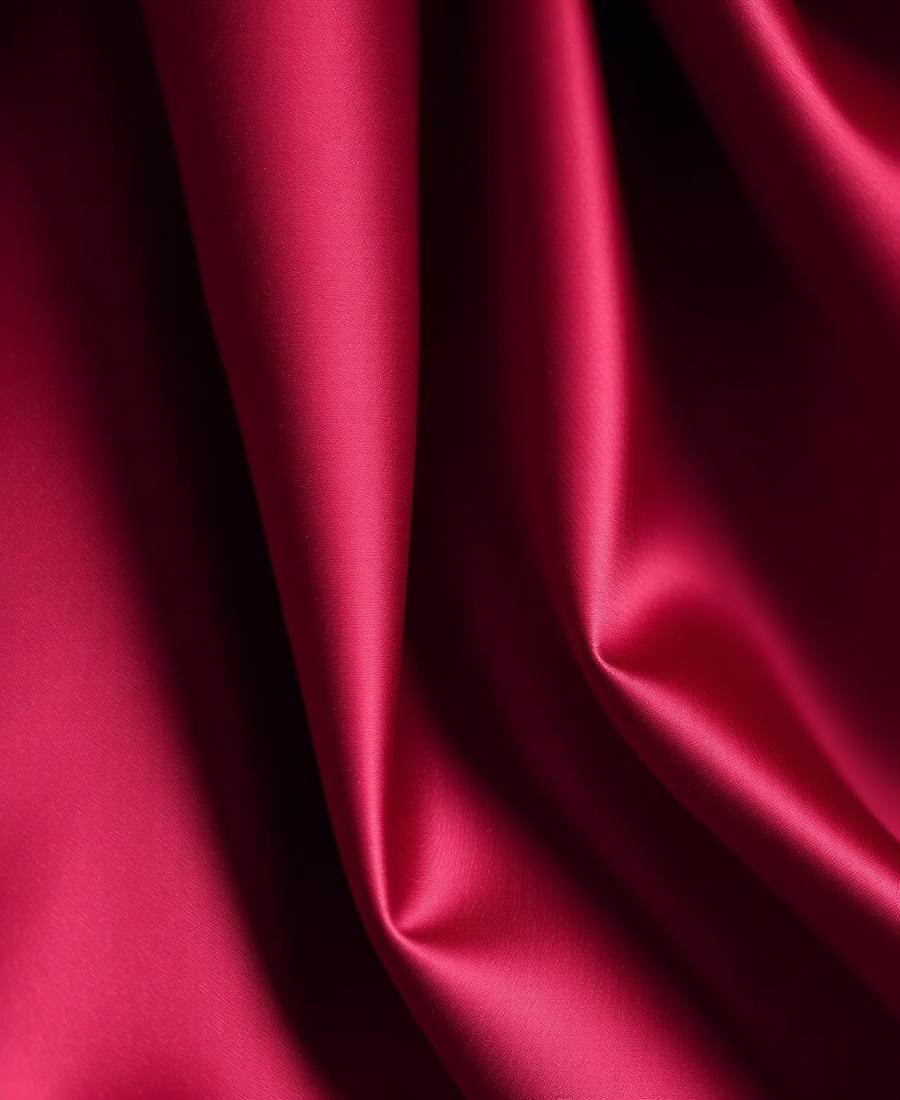 Macro des plis d'une soie bordeaux